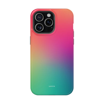 Gradient phone case with red to green color transition on a white background