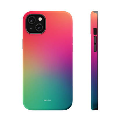 Gradient phone case with colorful design on a white background