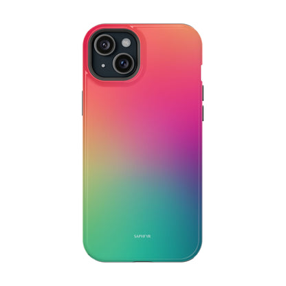 Gradient phone case with red to green colors on a white background